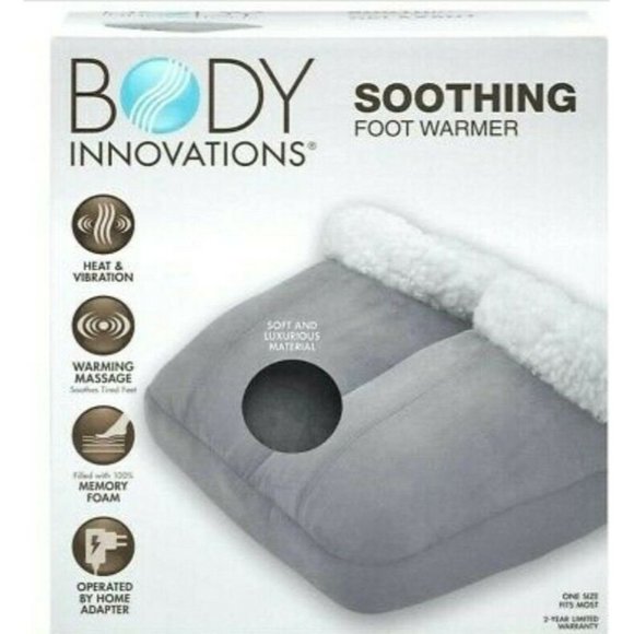 Body Innovations Soothing FOOT WARMER MASSAGE Heat Memory Foam BRAND Gray NEW - Picture 1 of 1